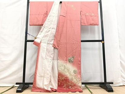 平和屋着物●訪問着　鳳凰更紗花丸文　暈し染め　金銀彩　ロング丈　正絹　逸品　BAAY9506yc