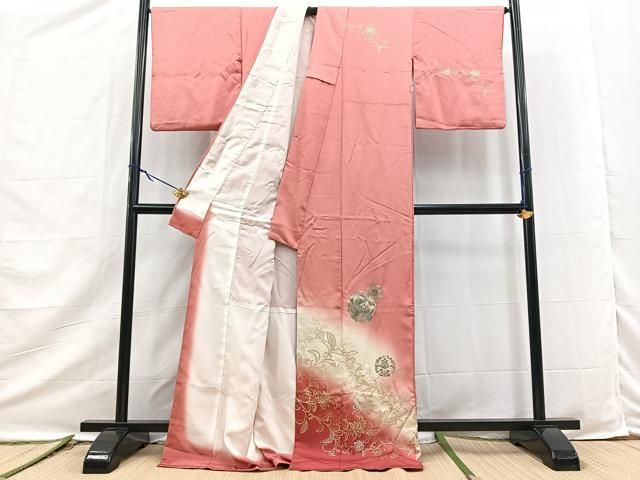 平和屋着物●訪問着　鳳凰更紗花丸文　暈し染め　金銀彩　ロング丈　正絹　逸品　BAAY9506yc