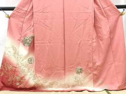 平和屋着物●訪問着　鳳凰更紗花丸文　暈し染め　金銀彩　ロング丈　正絹　逸品　BAAY9506yc