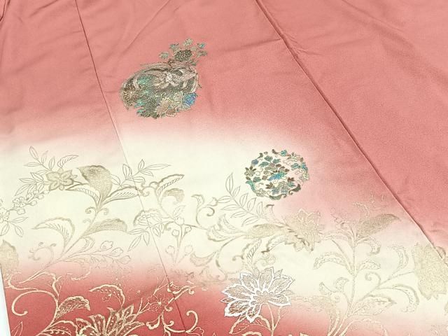平和屋着物●訪問着　鳳凰更紗花丸文　暈し染め　金銀彩　ロング丈　正絹　逸品　BAAY9506yc