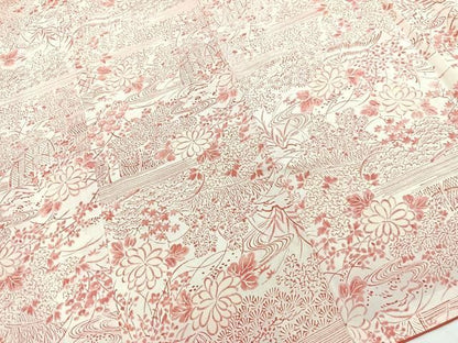 平和屋着物■上質な小紋　流水風景花文　鬼しぼ縮緬　正絹　逸品　未使用　BAAY9523yc