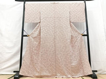 平和屋着物■上質な小紋　菊青海波　扇面金通し地　正絹　逸品　BAAY9527yc