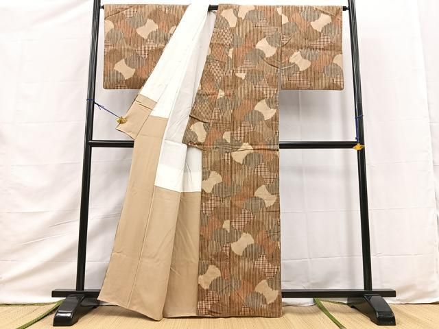 平和屋着物■上質な紬　城下町　吉祥文　反端付き　正絹　逸品　BAAY9530yc