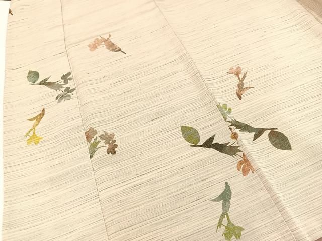 平和屋着物■上質な小紋　紬地　草花シルエット　正絹　逸品　BAAY9533yc