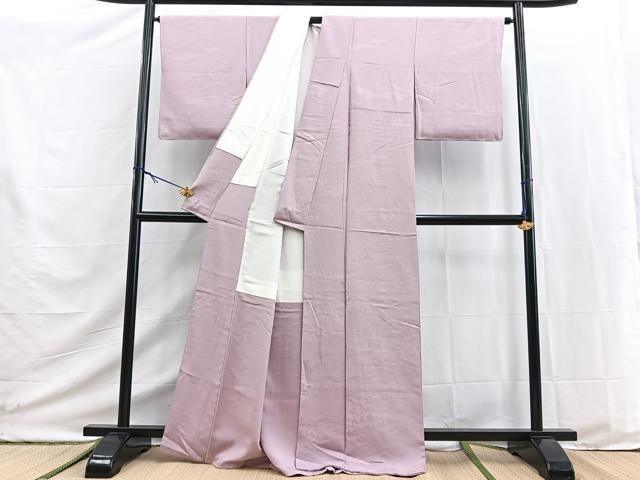 平和屋着物●上質な色無地　立波風景地紋　紅藤色　正絹　逸品　未使用　BAAY9562yc