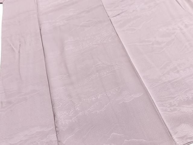 平和屋着物●上質な色無地　立波風景地紋　紅藤色　正絹　逸品　未使用　BAAY9562yc