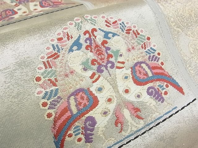 平和屋着物■六通柄袋帯 花鳥間道 金銀糸 逸品 bc0705