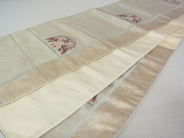 平和屋着物■六通柄袋帯 花鳥間道 金銀糸 逸品 bc0705