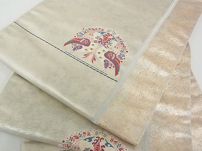 平和屋着物■六通柄袋帯 花鳥間道 金銀糸 逸品 bc0705