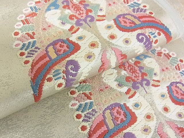 平和屋着物■六通柄袋帯 花鳥間道 金銀糸 逸品 bc0705