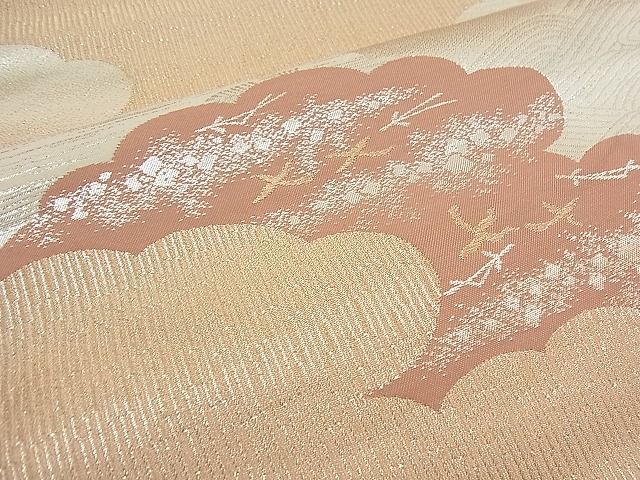 平和屋着物■六通柄袋帯 雲取りこぼれ松葉文 金銀糸 逸品 n-bs0009