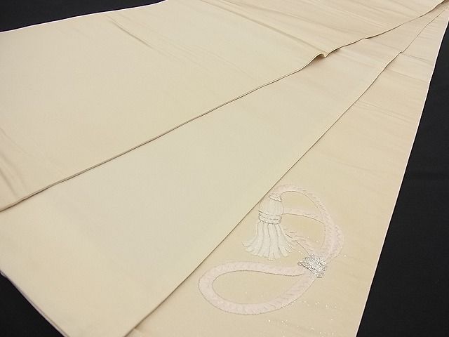 平和屋着物■袋帯 駒刺繍 結び紐 銀糸 逸品 n-bs0025