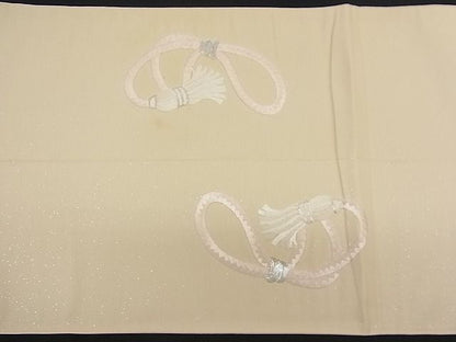平和屋着物■袋帯 駒刺繍 結び紐 銀糸 逸品 n-bs0025