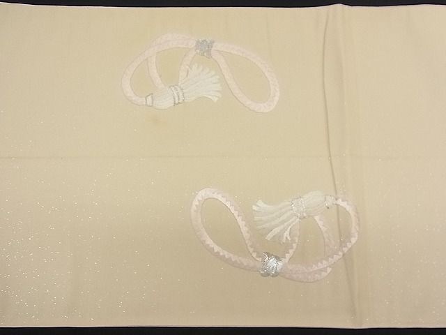 平和屋着物■袋帯 駒刺繍 結び紐 銀糸 逸品 n-bs0025