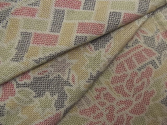平和屋着物■上質な紬　檜垣御所解花文　逸品　n-bs0181