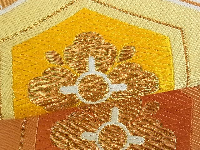 平和屋着物■六通柄袋帯 亀甲花文 金糸 逸品 by0416