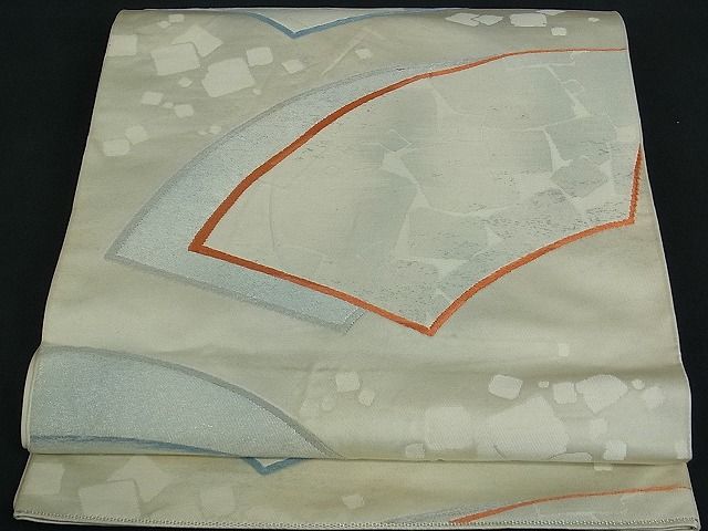 平和屋着物■西陣 六通柄 本袋帯 地紙重ね箔散らし文 銀糸 逸品 by0422