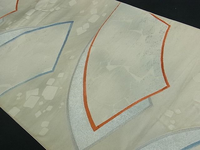 平和屋着物■西陣 六通柄 本袋帯 地紙重ね箔散らし文 銀糸 逸品 by0422