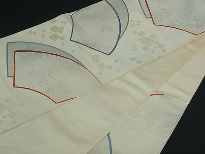 平和屋着物■西陣 六通柄 本袋帯 地紙重ね箔散らし文 銀糸 逸品 by0422