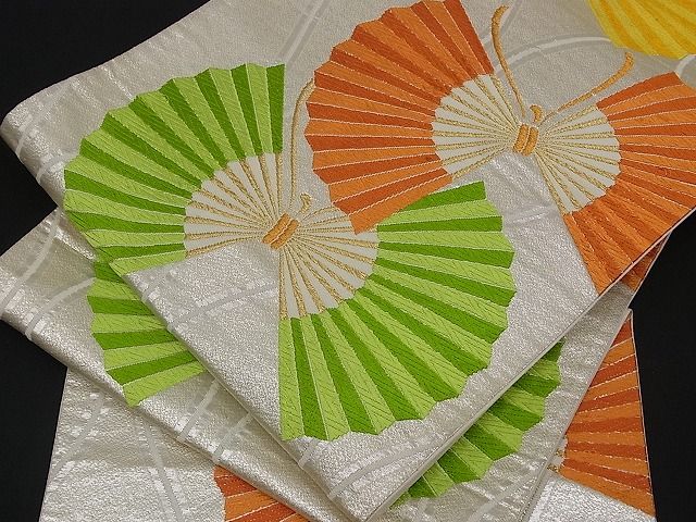 平和屋着物■六通柄袋帯　立涌舞蝶文　金銀糸　逸品　by0565