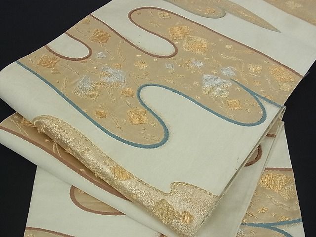 平和屋着物■六通柄袋帯　霞鳥冨貴寄文　金銀糸　逸品　by0619