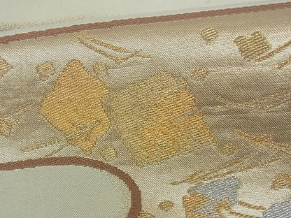 平和屋着物■六通柄袋帯　霞鳥冨貴寄文　金銀糸　逸品　by0619