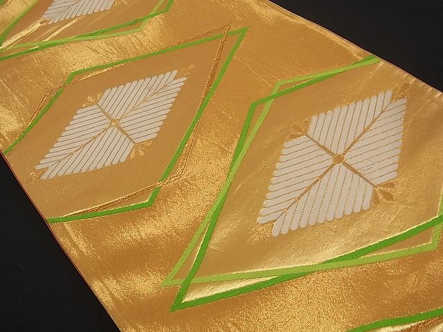 平和屋着物■六通柄袋帯 松葉菱文 金糸 三越扱い 逸品 by0639