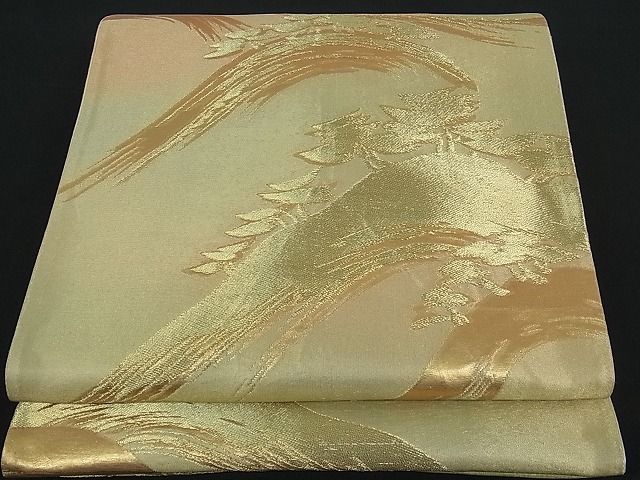 平和屋着物■六通柄袋帯 風景松文 金糸 逸品 by0903