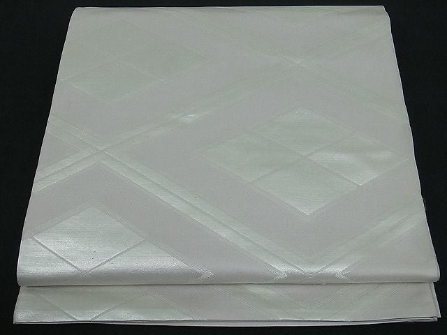 平和屋着物■西陣 全通柄 本袋帯 菱文 銀糸 逸品 by0904