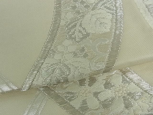 平和屋着物■六通柄袋帯 立涌花唐草文 銀糸 逸品 by0937