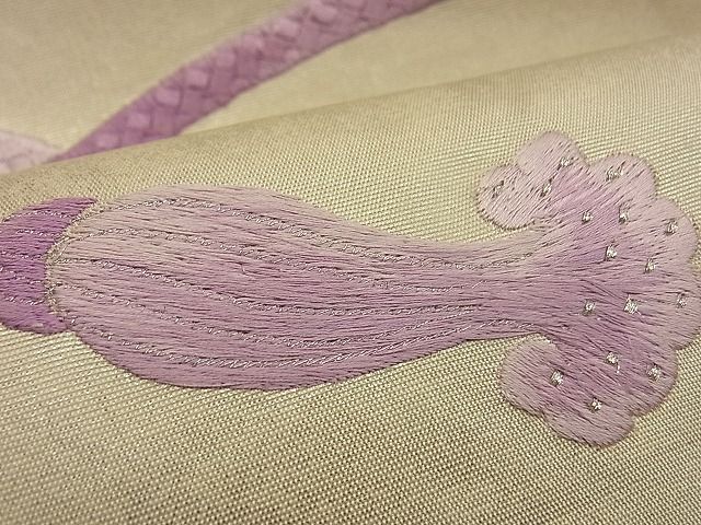 平和屋着物■袋帯 総刺繍 結び紐文 銀糸 逸品 n-by2154