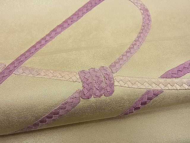 平和屋着物■袋帯 総刺繍 結び紐文 銀糸 逸品 n-by2154