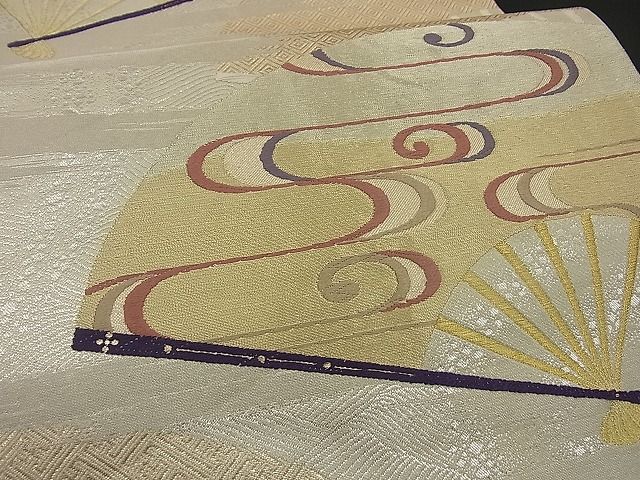 平和屋着物■六通柄袋帯 唐織 流水扇面吉祥文 金銀糸 逸品 n-by2163