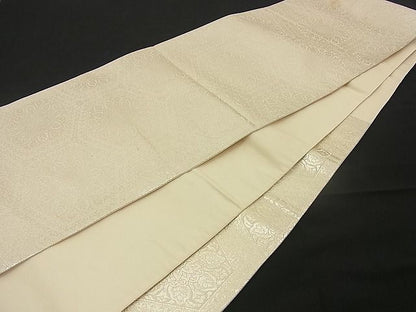 平和屋着物■六通柄袋帯 亀甲花文 銀糸 逸品 n-by2165