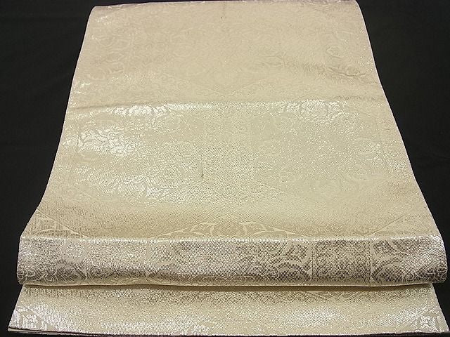 平和屋着物■六通柄袋帯 亀甲花文 銀糸 逸品 n-by2165