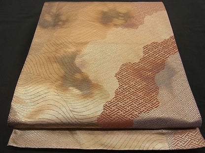 平和屋着物■六通柄袋帯 道長吉祥文 引箔 金彩 逸品 n-by2168