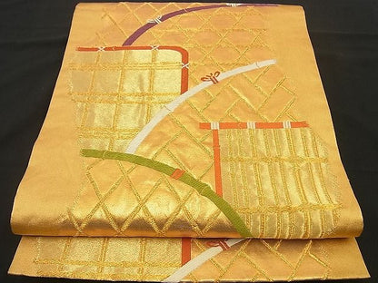 平和屋着物■六通柄袋帯 籬文 金糸 逸品 n-by2172