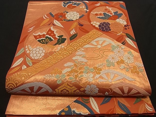 平和屋着物■六通柄袋帯　唐織　松川取能衣蝶　金糸　逸品　n-by2273