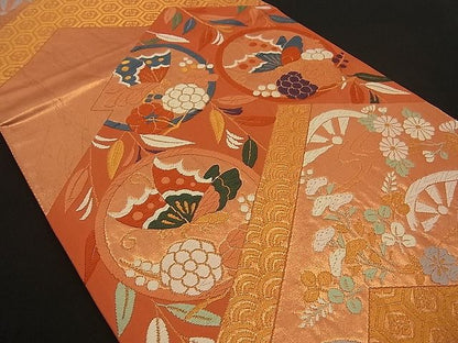 平和屋着物■六通柄袋帯　唐織　松川取能衣蝶　金糸　逸品　n-by2273