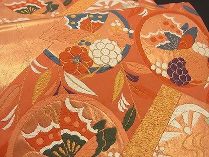 平和屋着物■六通柄袋帯　唐織　松川取能衣蝶　金糸　逸品　n-by2273