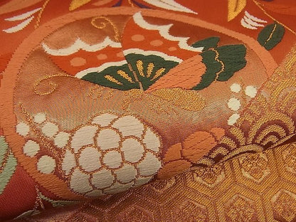 平和屋着物■六通柄袋帯　唐織　松川取能衣蝶　金糸　逸品　n-by2273