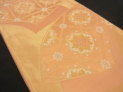平和屋着物■六通柄袋帯　唐織　扇面取花文　金糸　逸品　n-by2274