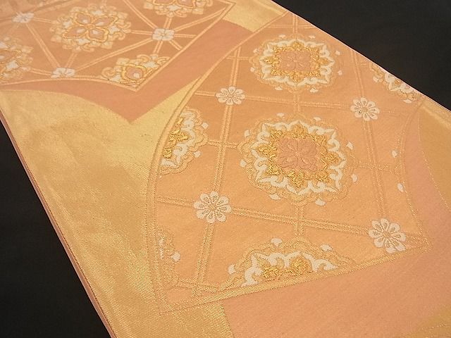 平和屋着物■六通柄袋帯　唐織　扇面取花文　金糸　逸品　n-by2274