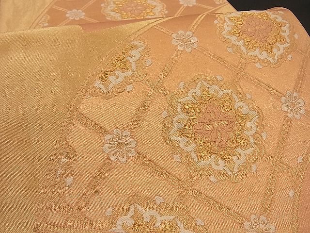 平和屋着物■六通柄袋帯　唐織　扇面取花文　金糸　逸品　n-by2274