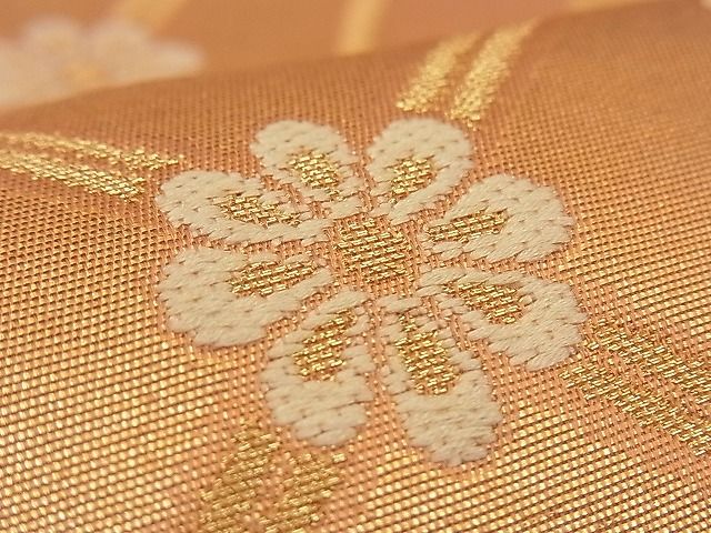 平和屋着物■六通柄袋帯　唐織　扇面取花文　金糸　逸品　n-by2274