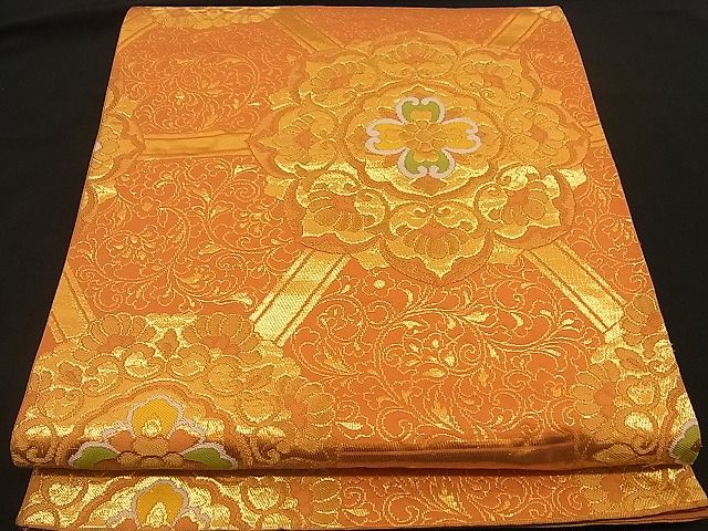 平和屋着物■六通柄袋帯 みかげ 吉祥花文 金糸 逸品 n-by2275
