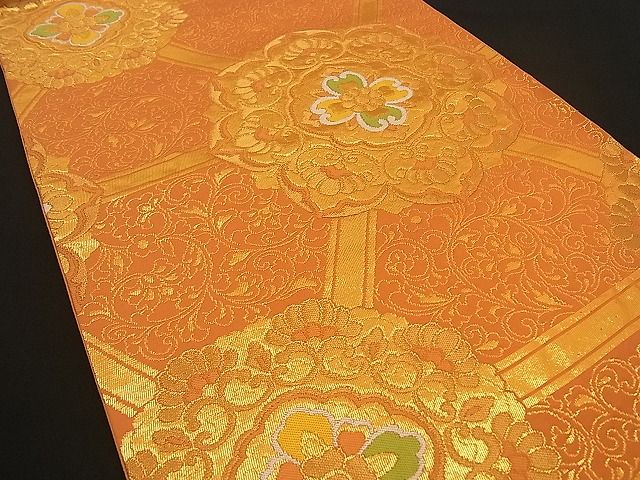 平和屋着物■六通柄袋帯 みかげ 吉祥花文 金糸 逸品 n-by2275