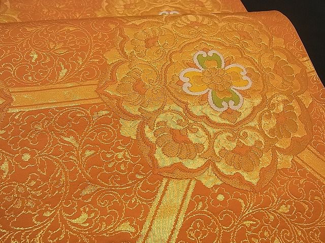 平和屋着物■六通柄袋帯 みかげ 吉祥花文 金糸 逸品 n-by2275