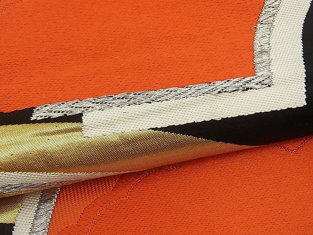 平和屋着物■六通柄袋帯 唐織 雲取り地紙文 黒地 金銀糸 逸品 n-by2291