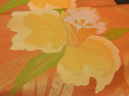 平和屋着物■六通柄袋帯 カトレア 金糸 逸品 n-by2294